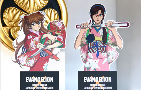 エヴァンゲリオン　缶バッジ 三人娘　日本刀展 エヴァンゲリヲン EVANGELION 日本刀展 三人娘 缶バッジ