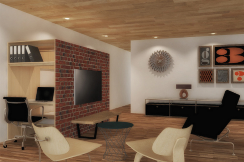 壁にもなる書斎小屋