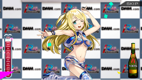 レースに勝利するとご褒美のシャンパンファイトが待っている