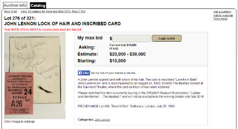 ジョン・レノンの髪の毛