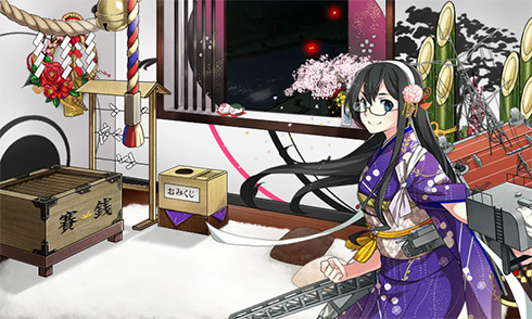 昨年晴れ着になった艦娘たちも再び晴れ着姿に