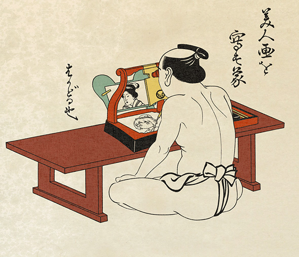 裸で描いている理由、また、何が「はかどる」のかについては、研究者間で意見が分かれている