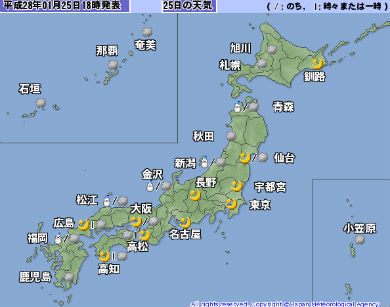 1月25日夜の天気