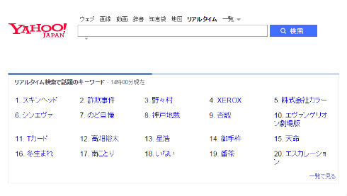 Yahoo!リアルタイム検索
