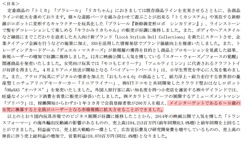 「女児に換算すると全員がプリパラユーザー」　タカラトミーが決算資料でおじさんの存在を抹消する