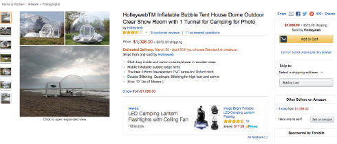 Amazonに透明テント