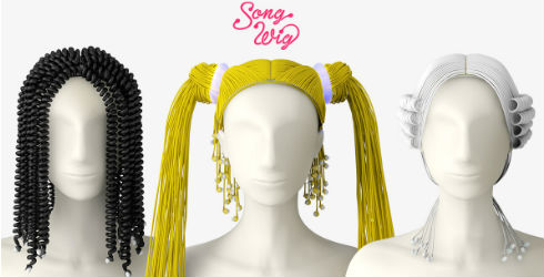 髪の毛がイヤフォンでできたウィッグ