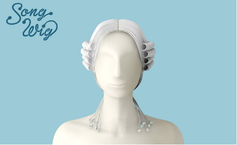 髪の毛がイヤフォンでできたウィッグ