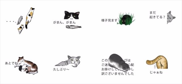 吹き出しに群がる猫