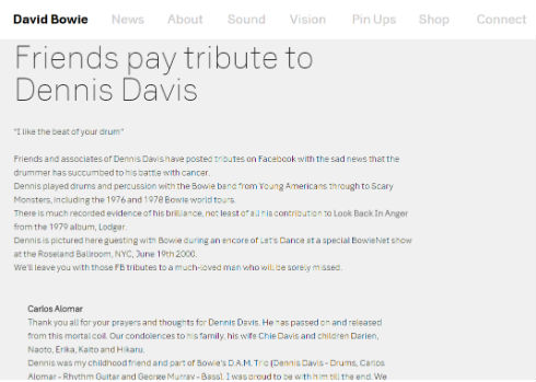 デヴィッド・ボウイさんの訃報