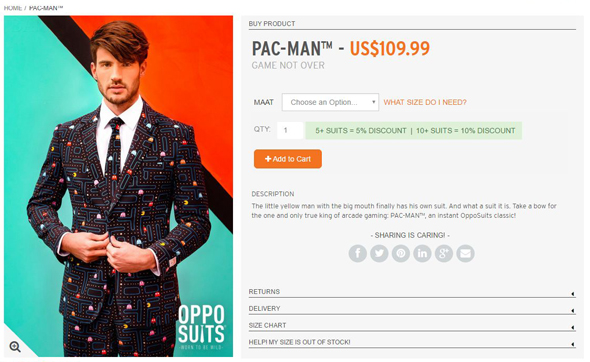 パックマンスーツ 3点セット｜ジャケット＋パンツ＋ネクタイ OPPOSUITS パックマンスーツ 3点セット｜ジャケット＋パンツ＋ネクタイ