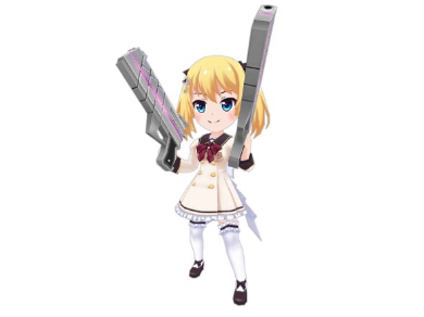 煌上花音のの武器「ツインバレット」。敵との距離によりダメージが変動