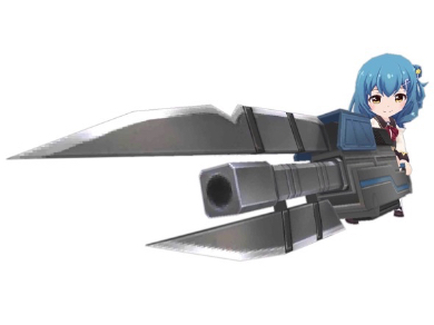 国枝詩穂の武器は「ブレイドカノン」。大ダメージを与える斬撃と広範囲の砲撃を織り交ぜて戦える