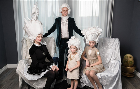 ペーパーウィッグ家族写真