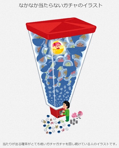 いらすとや「なかなか当たらないガチャ」