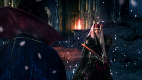 震えつつ剣を構えるピサロ