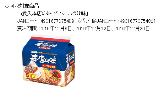 寿がきや自主回収