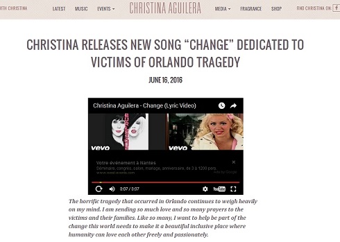 オーランド銃乱射事件を受けた新曲を発表したクリスティーナ・アギレラ