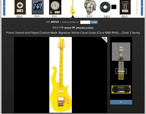 落札されたプリンスのギター