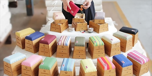 倉敷帆布　とび箱型小物入れ