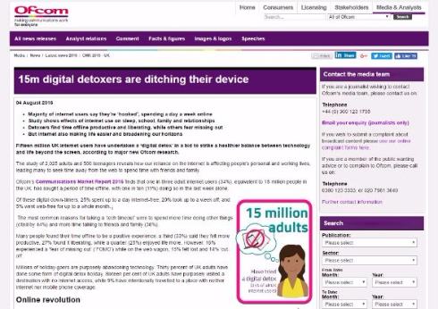 Ofcom ネット 睡眠時間 上回る 調査 イギリス