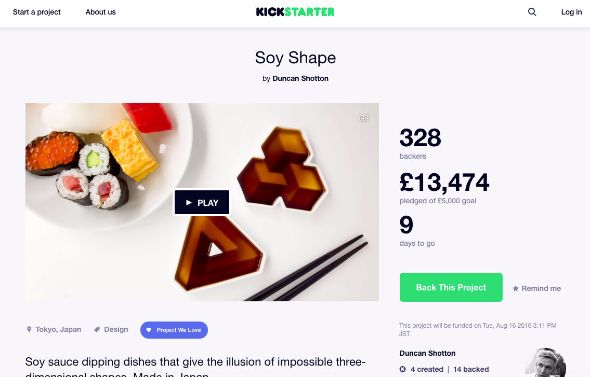 しょうゆ皿Kickstarterで資金調達