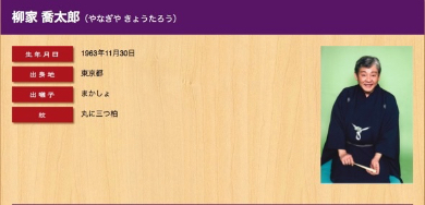 新作落語を得意とする柳家喬太郎さん。自称「落語界のキョンキョン」