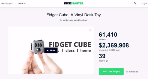 クラウドファンディング サイコロ fidget cube