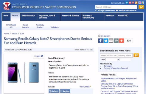 Galaxy Note7リコール