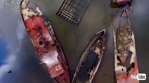 スタテン島 船の墓場 ドローン 動画