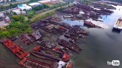 スタテン島 船の墓場 ドローン 動画