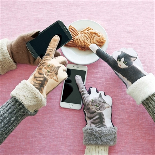 スマートフォン対応　猫パンチ手袋