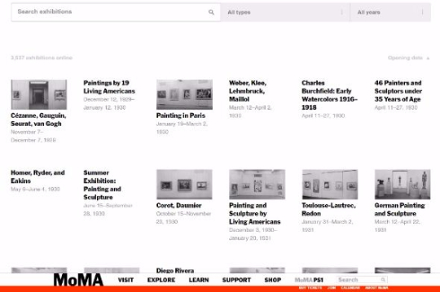 ニューヨーク近代美術館 MoMA 展示会 歴史 資料 写真 サイト