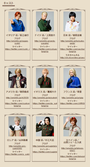 ヘタリア〜The Great World〜 キャスト