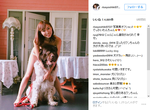吉木りさ Instagram 写真集オフショット でっかいわんちゃん