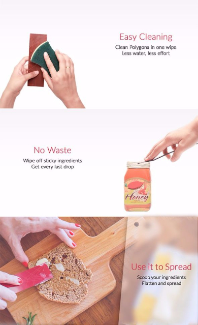 Polygons Kickstarter 計量スプーン 板 折り紙 変形 4in1