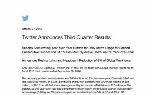 Twitter　人員削減