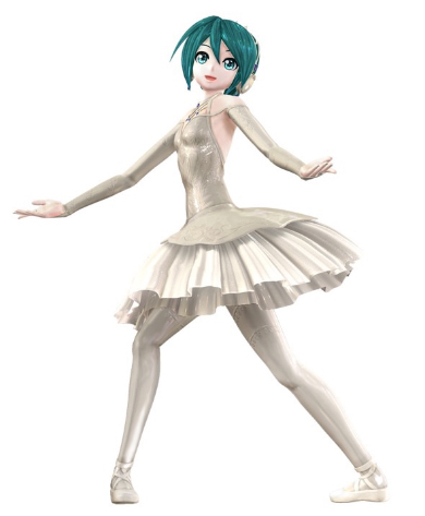まとめ髪にエレガントなバレエ衣装がまばゆい初音ミク
