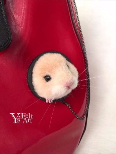 キンクマハムスター マグネットブローチ 羊毛フェルト ゆかりん YsFeltArt