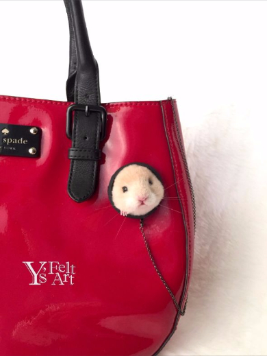 キンクマハムスター マグネットブローチ 羊毛フェルト ゆかりん YsFeltArt