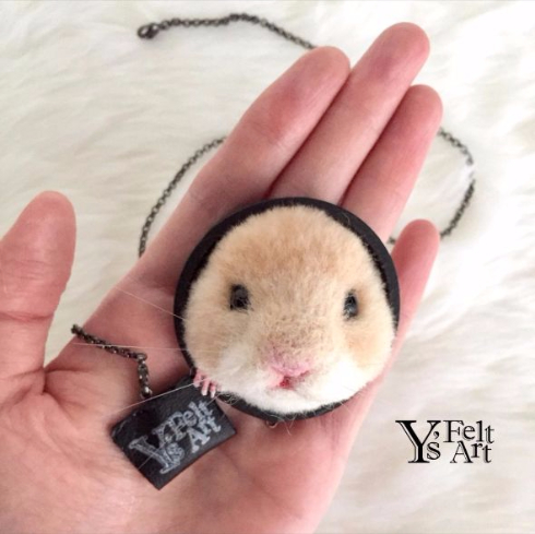 キンクマハムスター マグネットブローチ 羊毛フェルト ゆかりん YsFeltArt