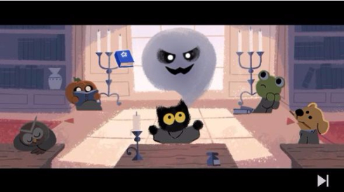 グーグル Google ハロウィーン ゲーム 猫 ゴースト スワイプ 2016