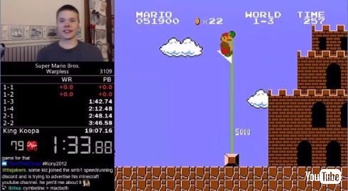 スーパーマリオブラザーズ 世界最速 クリアタイム ワープ無し 記録 darbian ファミコン