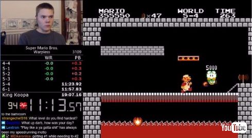 スーパーマリオブラザーズ 世界最速 クリアタイム ワープ無し 記録 darbian ファミコン