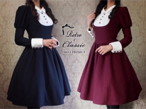 レトロニットワンピ