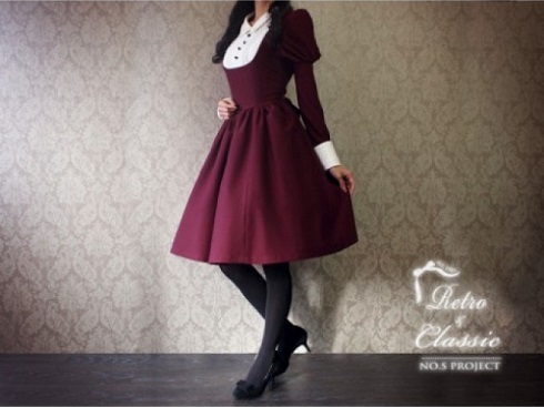 レトロニットワンピ