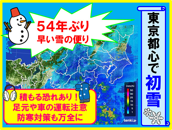 東京都心で初雪