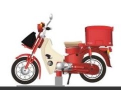 赤い郵便ポストとミニバイクのセット ホンダの郵便バイクが45周年を迎え記念アイテムの「切手