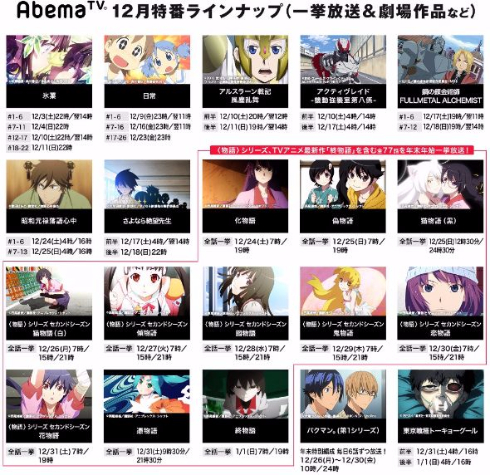 AbemaTV 年末 アニメ 一挙 放送 チャンネル