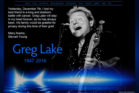ELPのベース・ボーカリストのグレッグ・レイクが12月7日逝去